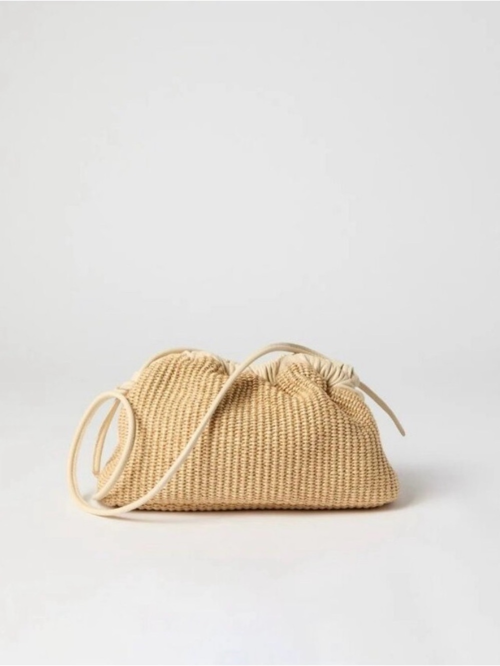 Mansur Gavriel Mini Cloud Clutch Crossbody Beige Natural Raffia